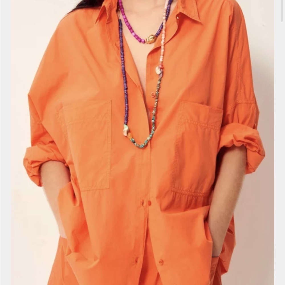 Sessun Kyoto Orange Button Down Shirt for Women S